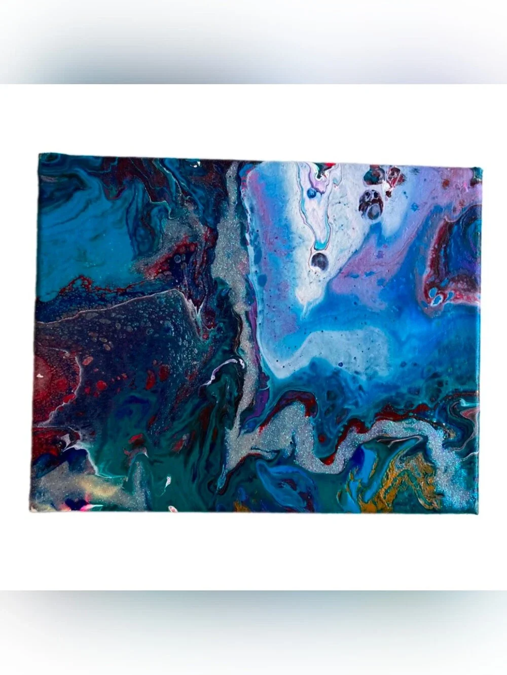 Abstract Fluid Pour Painting Blue Purple Acrylic 8
